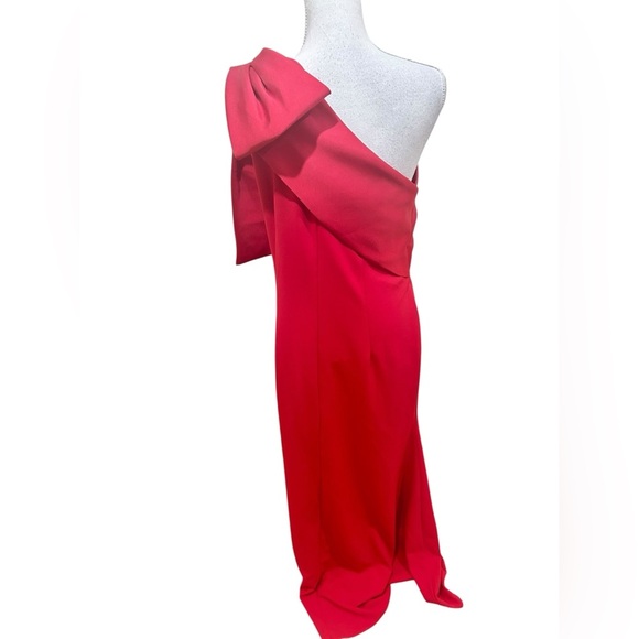 Nwt betsy & Adam Vibrant Red One-Shoulder big bow Gown made in USA size 14 - Picture 9 of 16